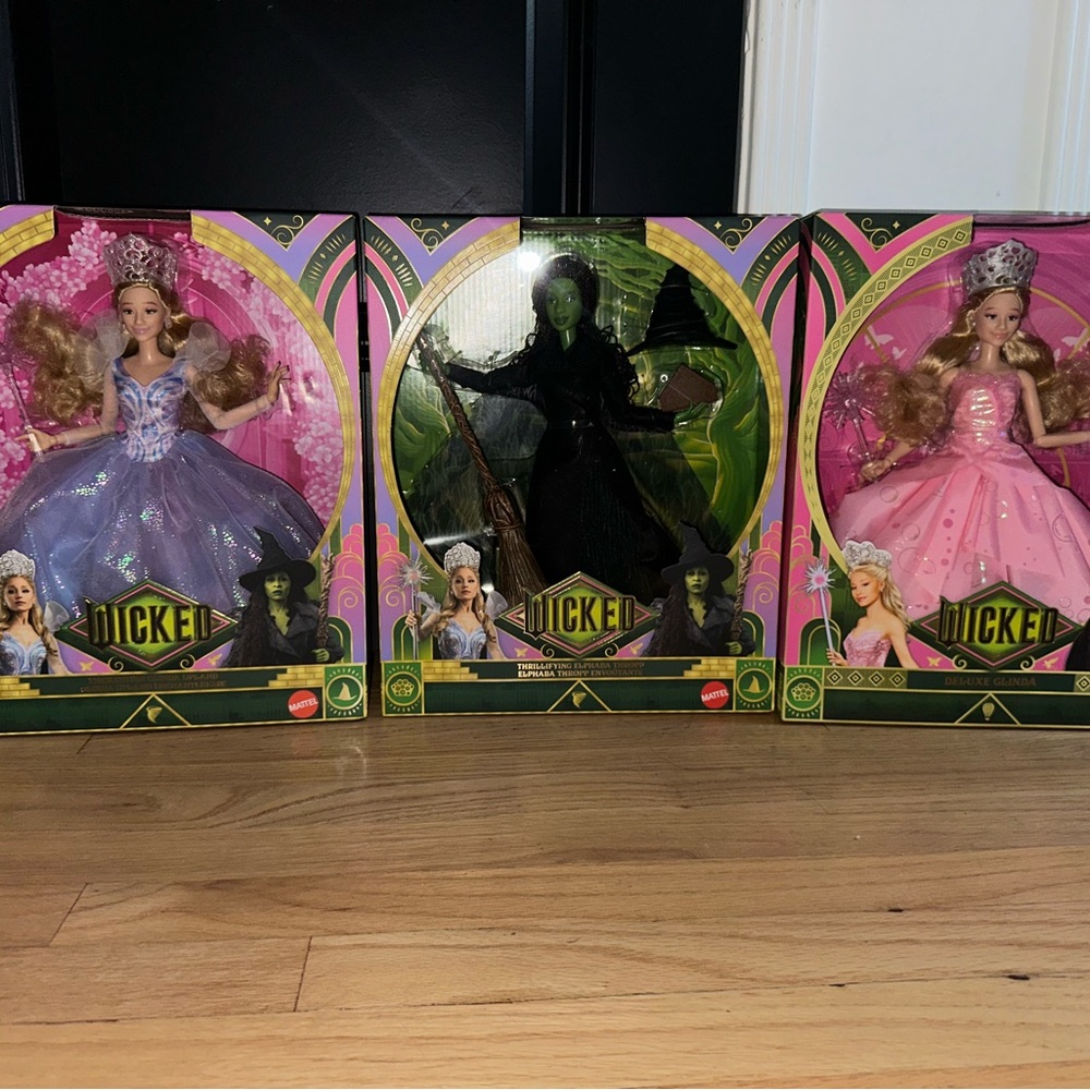 3 Wicked Bundle Deluxe Glinda Elphaba Mattel Dolls